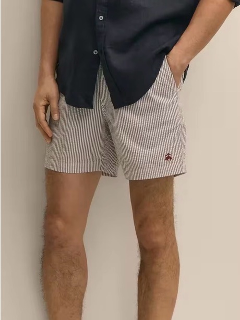 Brooks Brothers Seersucker Men's Navy & White Striped Drawstring Shorts size xxl